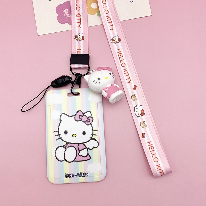 Vỏ Bọc Thẻ Hình hello kitty Dễ Thương Kèm Dây Đeo Tiện Dụng Cho Học Sinh