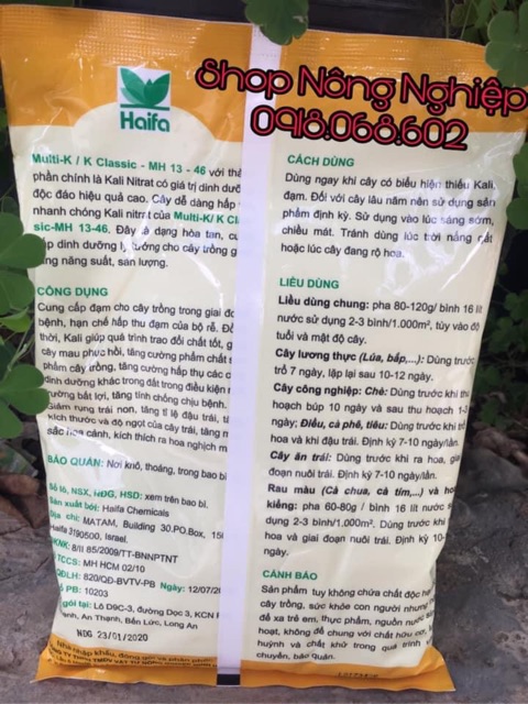 Phân bón lá KNO3 Haifa Israel 1kg