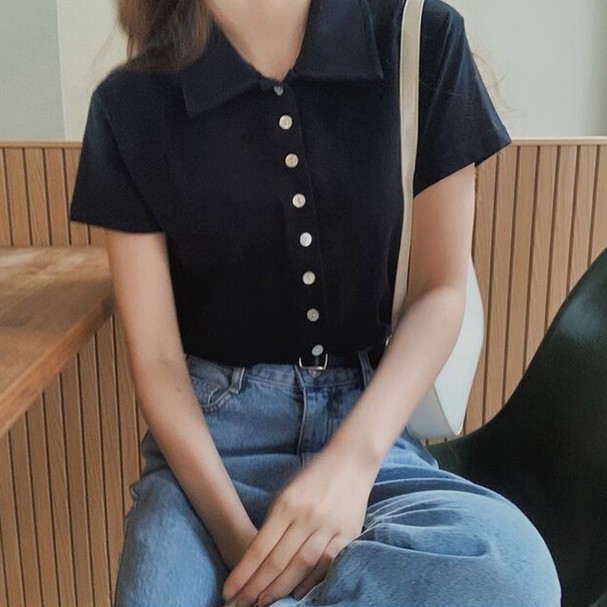 Áo Thun Cổ Bẻ Ngắn Tay Thời Trang Dạo Phố Cá Tính 43973