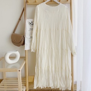 (Sẵn) Váy babydoll dài xoè / Đầm babydoll Trắng be ulzzang