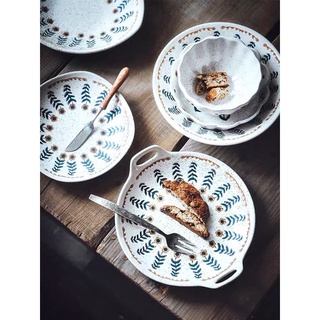 Bát ăn cơm Set bát đĩa ăn cơm gia đình gốm nhật phong cách vintage