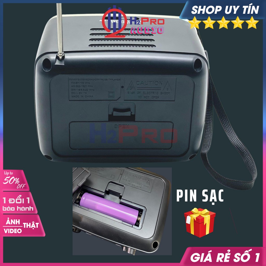 Máy Radio Dáng Tivi Cổ Điển, Đài Radio Nghe Nhạc YST-215 Fm-Am-Sw1-6, Usb/Tf/Aux, Quà 50k Pin Sạc Xịn-H2Pro Audio
