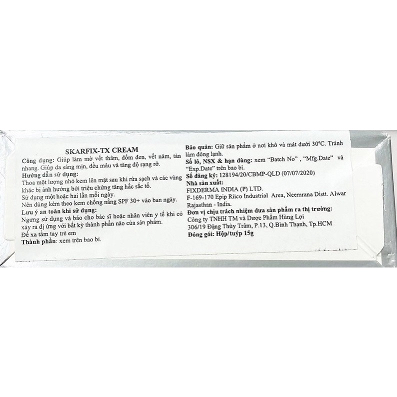 Fixderma Skarfix tx Cream - Kem dưỡng da mờ nám, giảm thâm