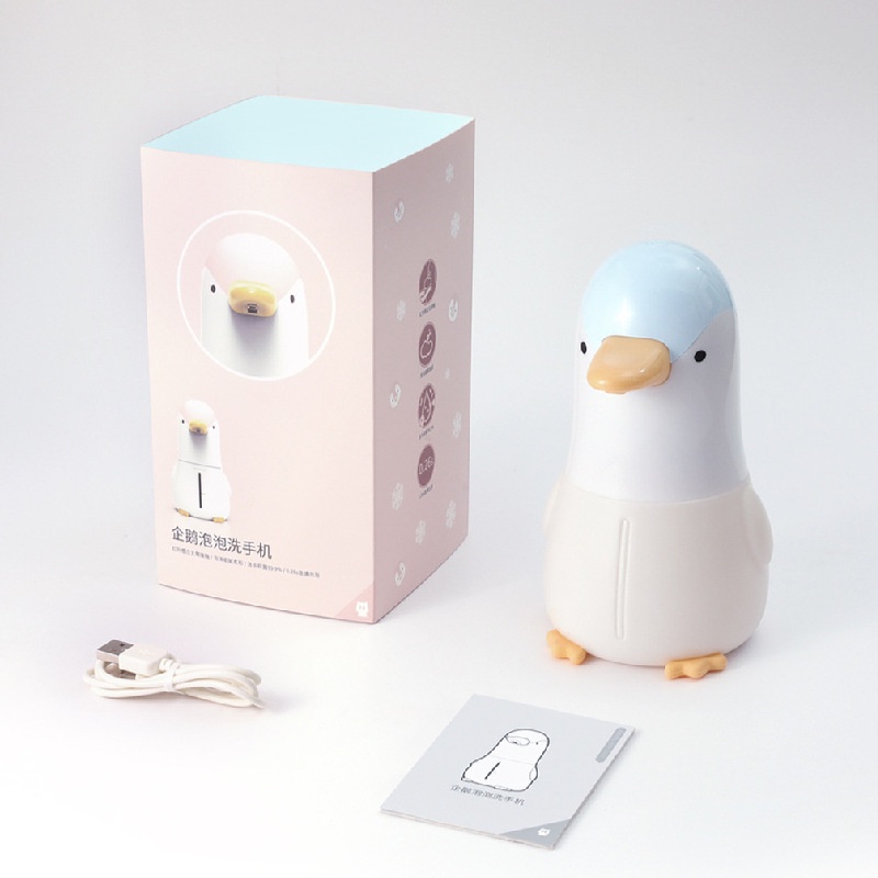 Máy tạo bọt xà phòng rửa tay bảo vệ sức khỏe cảm biến tự động thông minh hình chú chim cánh cụt dễ thương