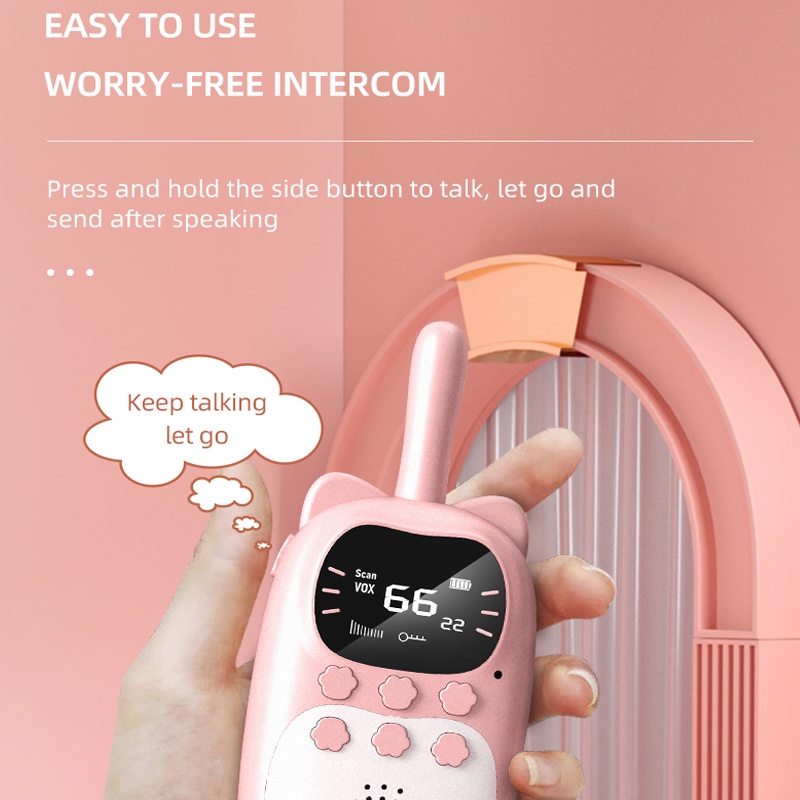 Set 2 Bộ Đàm 1000mAh Cầm Tay 0.5W 3km Có Thể Sạc Lại Cho Bé