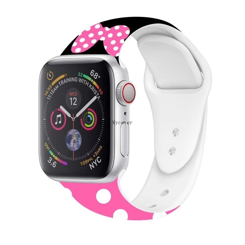 Dây Đeo Silicon Hình Chuột Mickey Cho Đồng Hồ Thông Minh Apple Watch Series 7 6 SE 5 4 3 2 1 45mm 41mm 38mm 42mm 40mm 44mm