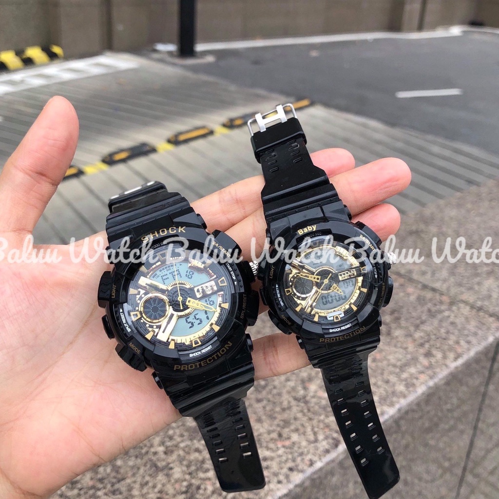 Đồng hồ thể thao nam nữ kim điện tử - GA220 đen 3 kim vàng kun shop