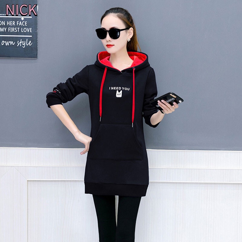 Áo hoodie YEYA dáng rộng thêu chữ phong cách Hàn Quốc thời trang cho nữ