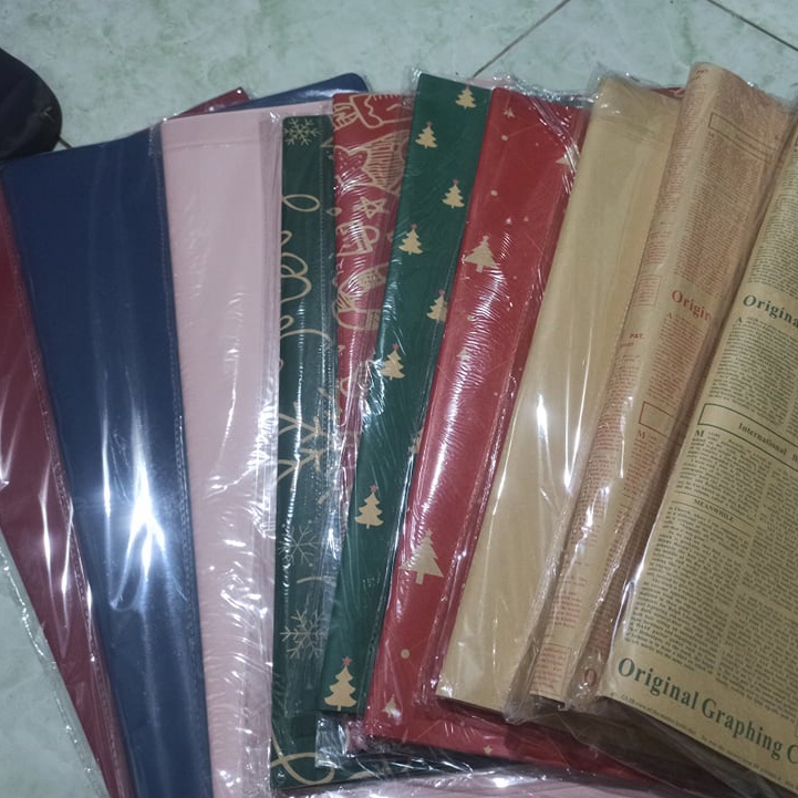 Giấy Gói Quà Noel, ruy băng họa tiết giáng sinh dạng kraft siêu kinh điển, cực sang