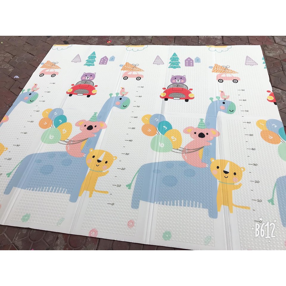 Thảm xốp XPE 2 mặt phủ Silicone chống thấm tuyệt đối cho bé tập bò kèm túi 1m8x2mx1cm