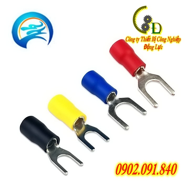 Đầu cos dây điện chữ Y bọc nhựa SV 3.5, đầu cốt chỉa đồng bấm dây 4mm, cosse  nối điện V đấu ắc quy