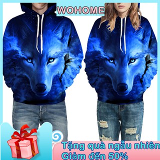 Áo Hoodie Unisex Tay Dài In Hình Sói 3D