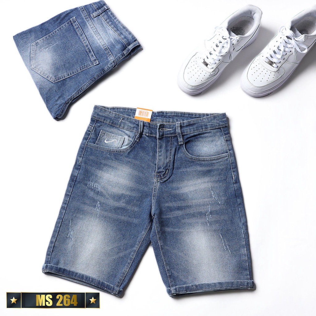 Quần Short Jean Nam Màu Xanh Đẹp Chất Bò Co Giãn Cao Cấp, Quần Ngố rách Mẫu Mới Phong Cách Hàn Quốc beautifulgilr w264