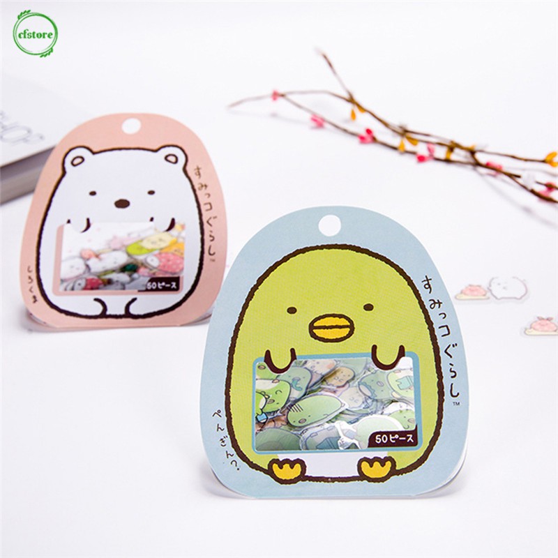 Bộ 50 nhãn dán họa tiết Sumikko Gurashi xinh xắn cho trang trí thủ công