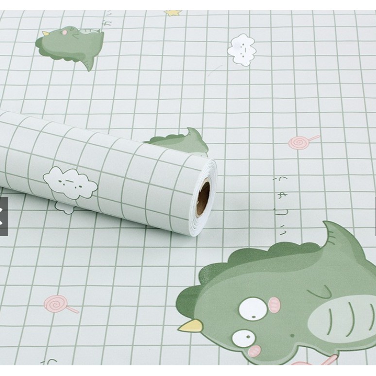 Decal giấy dán tường KHỦNG LONG XANH khổ rộng 45cm( giá bán 1 mét dài)