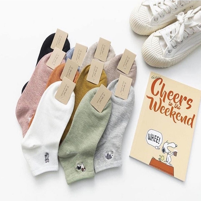 Tất cổ ngắn nữ nam mau_store68 vớ cổ thấp thêu Animals chất vải dày đẹp phong cách Hàn nhiều màu AT46