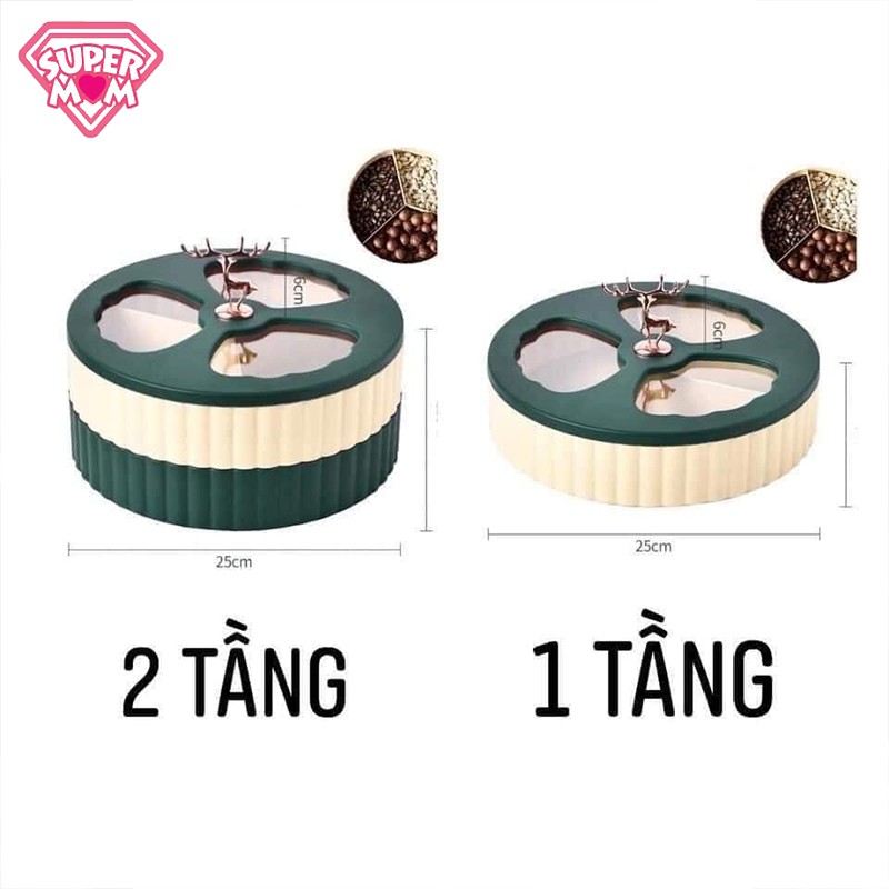 Khay mứt Tết, Hộp mứt Tết 2 Tầng Cao Cấp, Sang Trọng, Hiện Đại Phong Cách Châu Âu - Supermom & Baby Corner