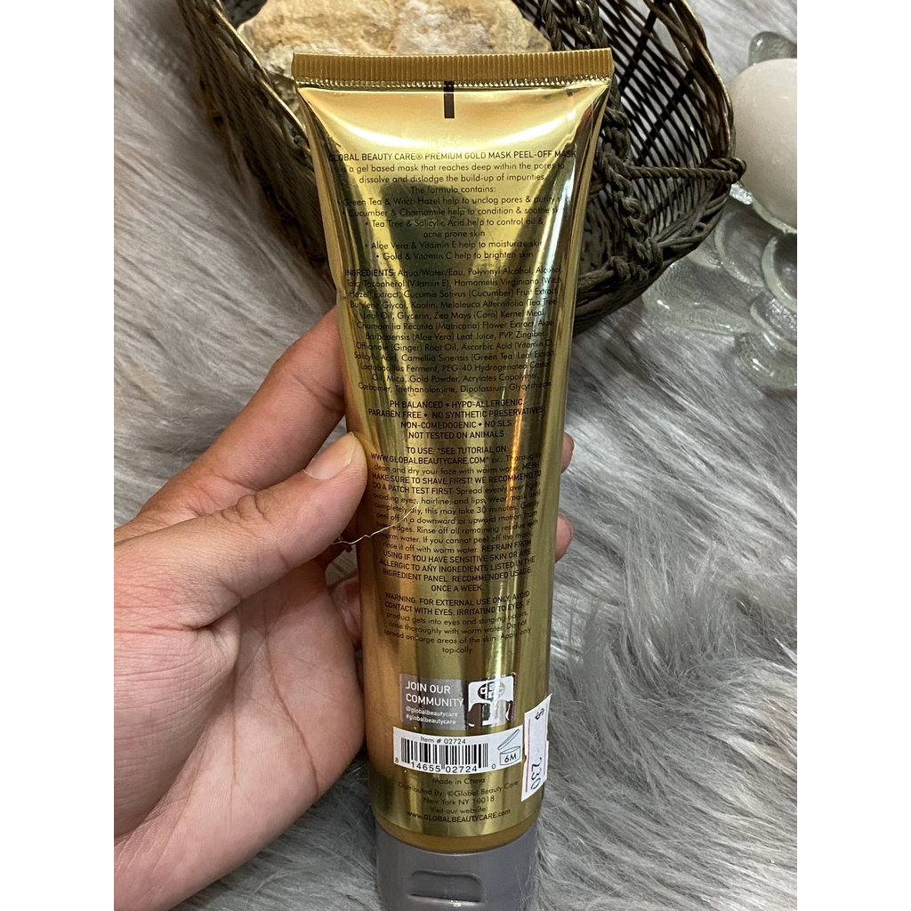 [HÀNG MỸ] Lột Mặt Nạ Global Beauty Care 24k Peel Off Mask ống (5 oz - 150ml)