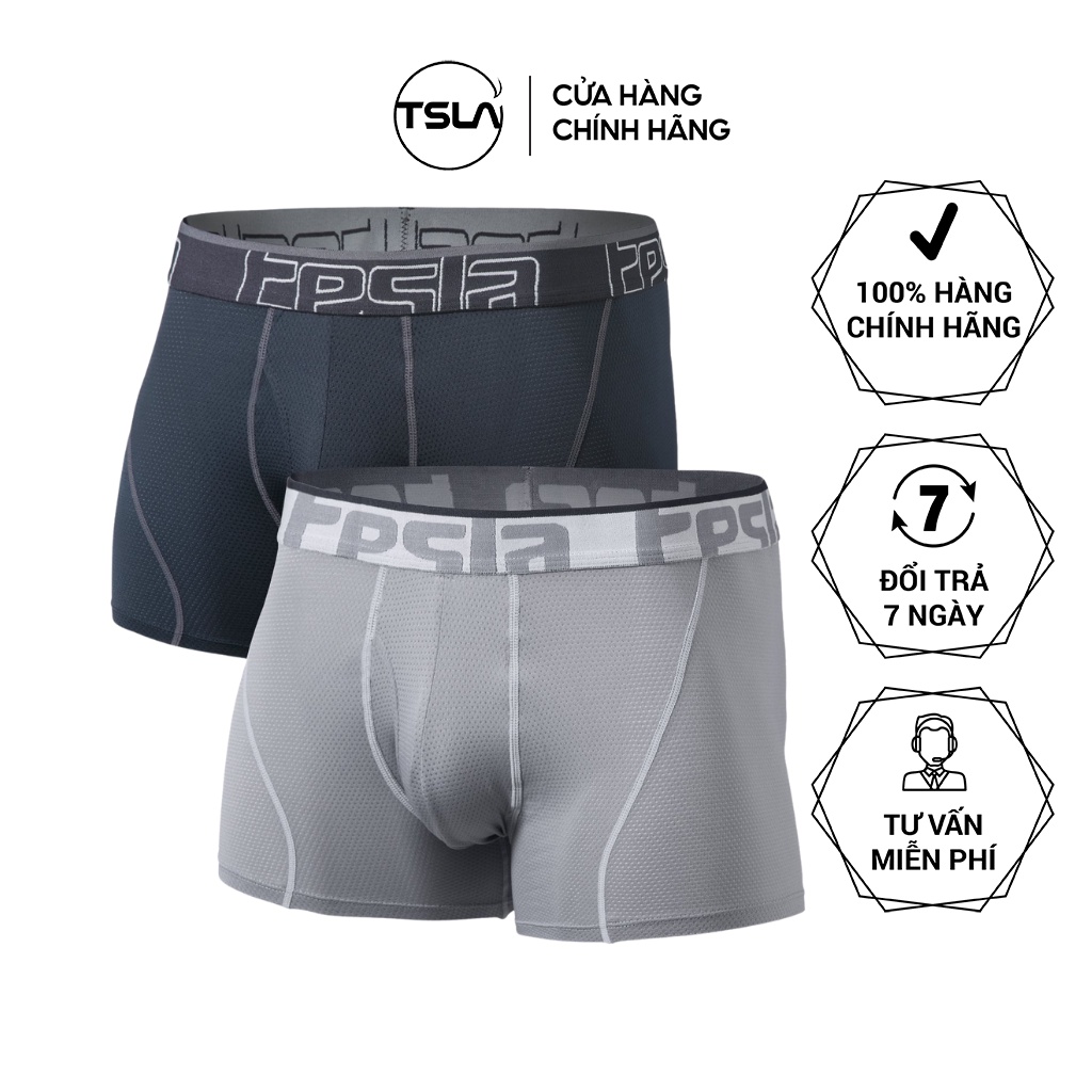 Quần BOXER Nam TSLA BODYFIT Combo 2 cái dạng vải lưới cao cấp mát lạnh kháng khuẩn thoáng khí bigsize TSX3024