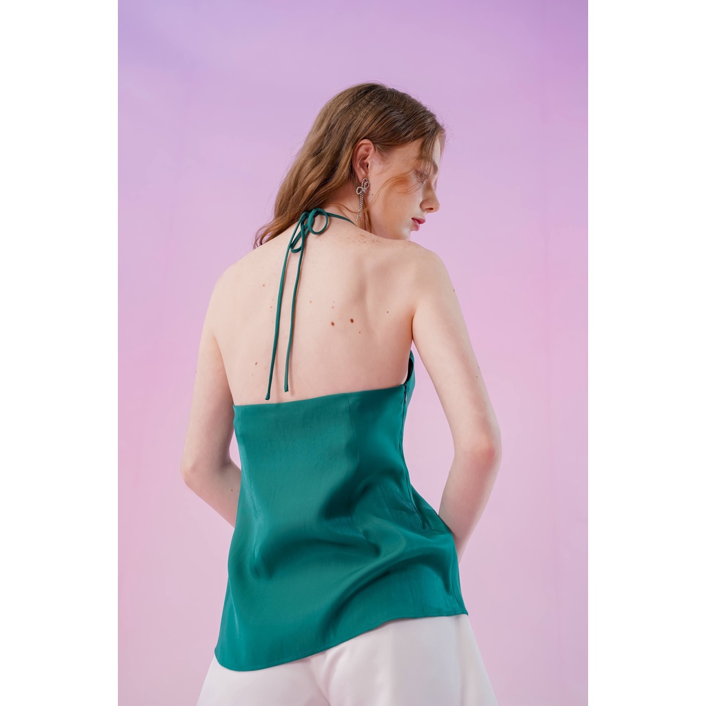 Áo kiểu nữ Méo shop vải lụa hai dây rút ngực phong cách Hàn Quốc Elener