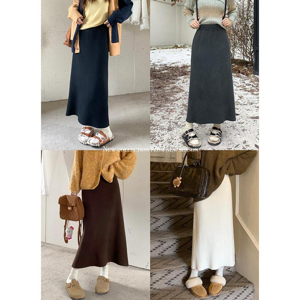 Chân Váy Len Dài Trung Bình Màu Nâu Phong Cách retro Thời Trang Thu Đông Kiểu Mới 68420