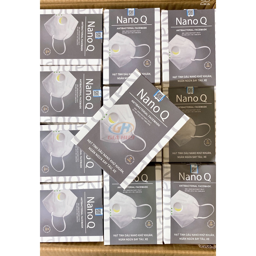 Hộp 20 Chiếc Khẩu trang N95 Y tế NanoQ 5 lớp có màng lọc Nano an toàn, ngăn bụi mịn, ôm khít mặt có van thở