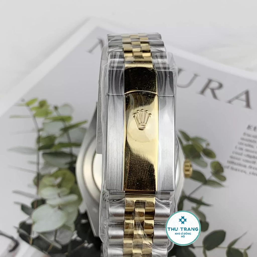 Đồng hồ Nam Rolex máy nhật, mẫu classic, mặt vàng viền vàng, dây kim loại, dòng cơ Automatic size 39mm-40mm
