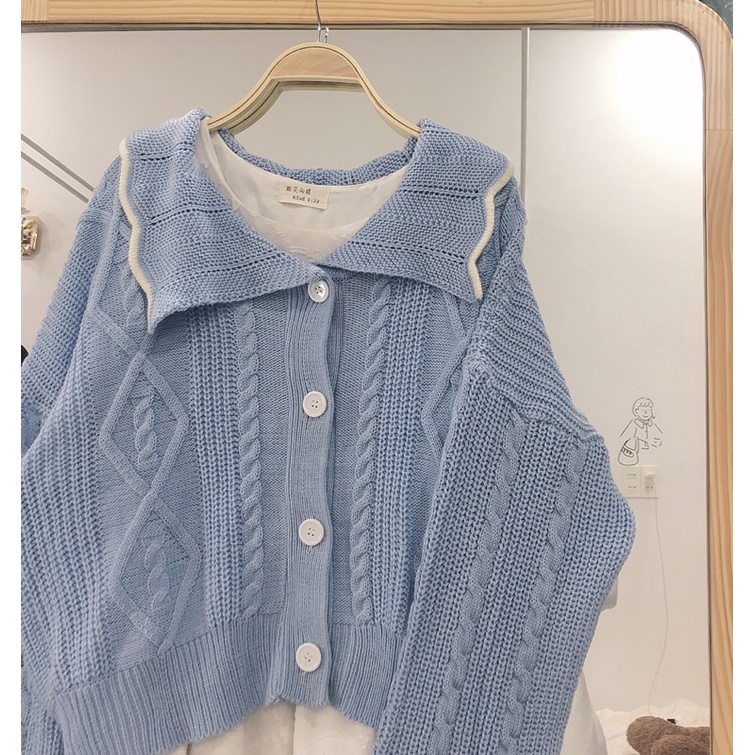 [2HAND] Cardigan Len Hàn Quốc