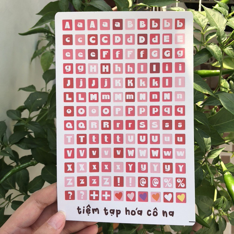 Bộ sticker/decal dán Bảng Chữ Cái ABC vuông/ các ngày trong tuần-trang trí sổ,bullet journal/dán thiệp -tiemtaphoacona