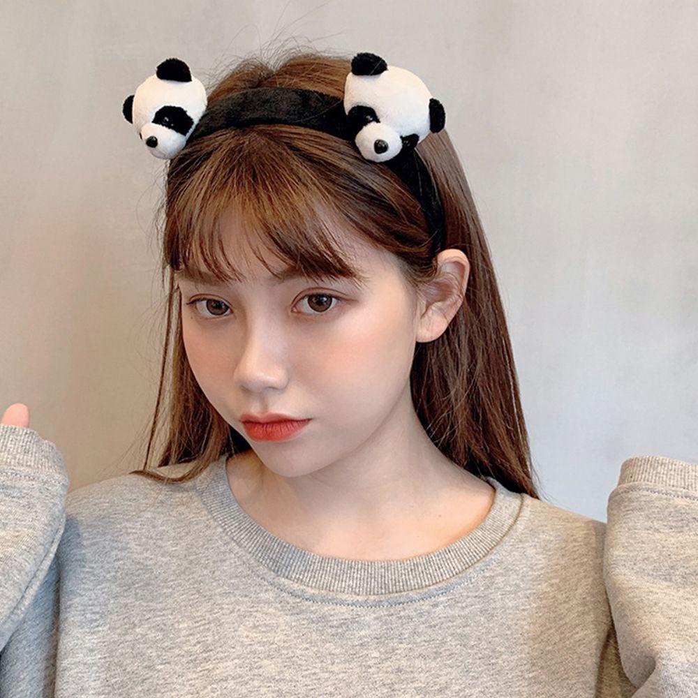 LILYES Kẹp tóc hỗ trợ rửa mặt Hình Gấu Trúc 3D Dễ Thương Cho Nữ