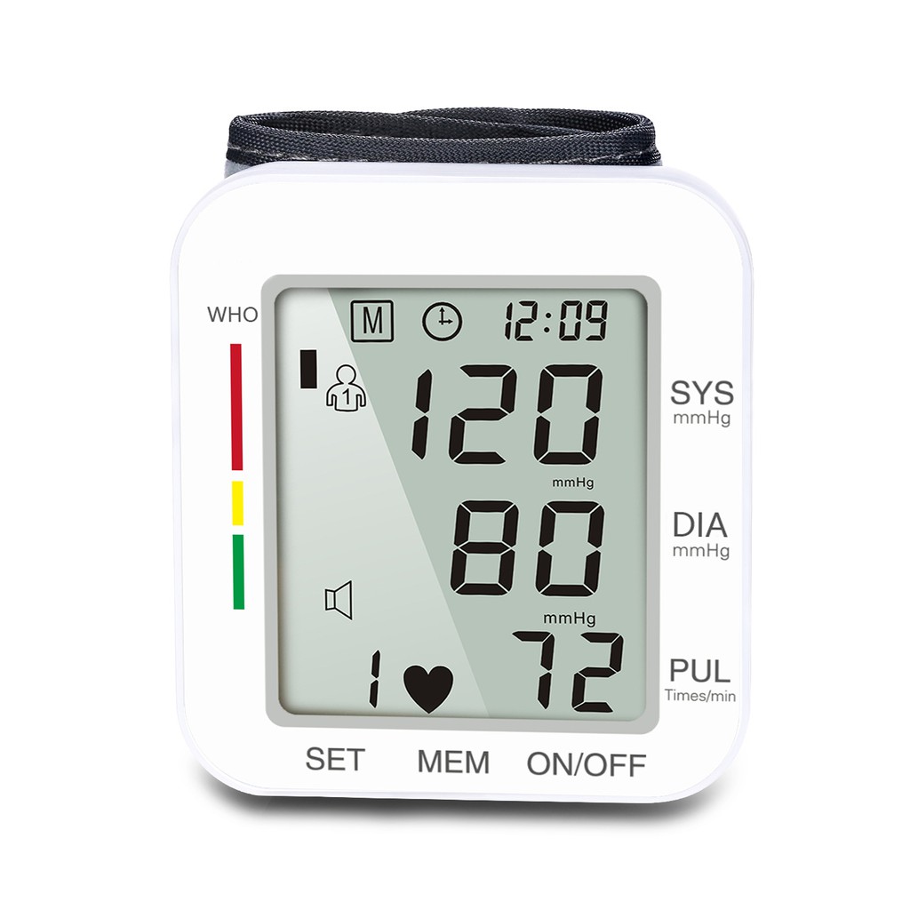 Automatic Digital Wrist Blood Pressure Monitor Voice BP Cuff Machine Tester Time