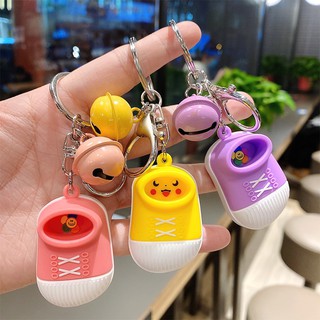 Móc Khóa Hình đôi giày mặt thú Đáng Yêu, Chuông Búp Bê Giá Treo Chìa Khóa Xe Dễ Thương