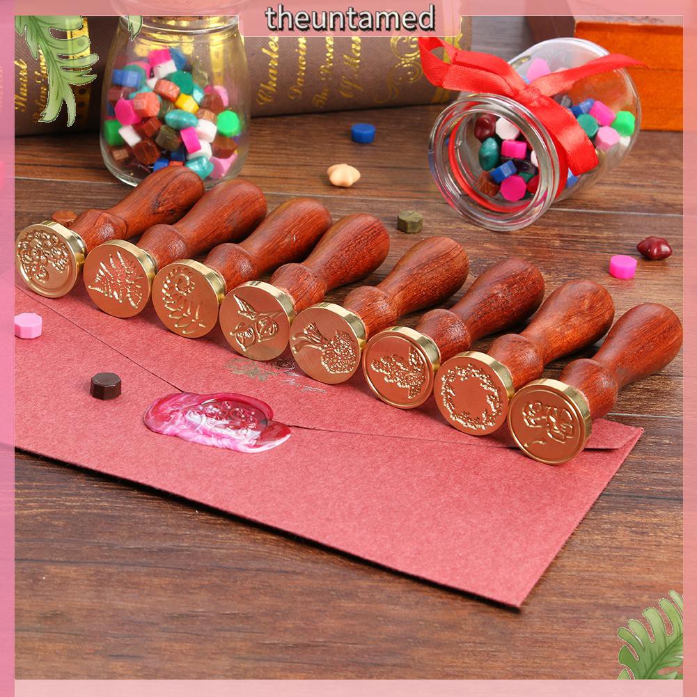 Retro Wood Stamp Plant Sealing Wax Wedding Decorative Antique Stamp Gifts