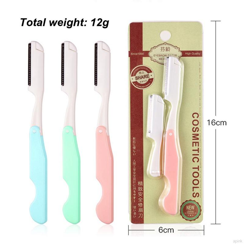 [Hàng mới về] Dao cạo định hình lông mày có thể gập lại màu sắc ngẫu nhiên an toàn tiện dụng kèm phụ kiện