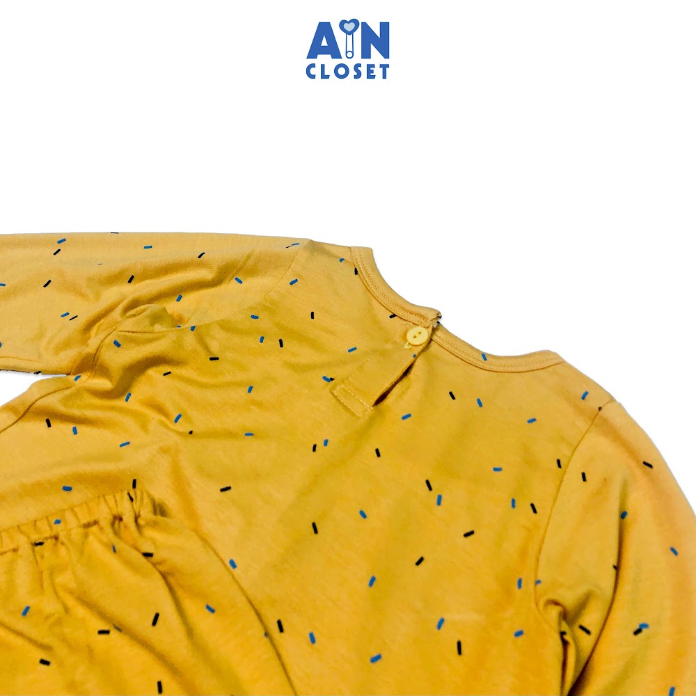 Bộ quần áo dài bé gái họa tiết Chấm bèo vàng thun cotton - AICDBGH0L6BP - AIN Closet