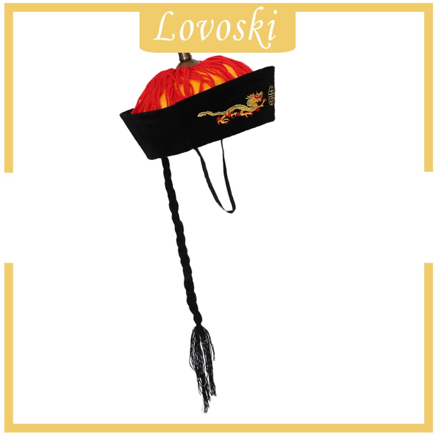 [Lovoski] Mũ Hoàng Đế Trung Quốc Với Dây Bện Đuôi Ngựa Lạ Mắt Cho Bữa Tiệc