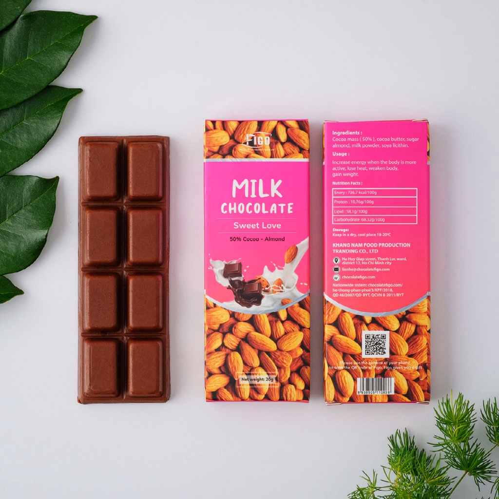 Bộ sản phẩm Bột cacao nguyên chất 250g+ 2 hộp Dark Chocolate mix vị 20g+ 3 hộp Milk Chocolate mix vị 20g FIGO