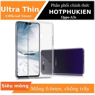 Ốp lưng dẻo silicon cho Oppo A3s hiệu Ultra thin (0.6mm, trong suốt,chống trầy) - Hàng chính hãng