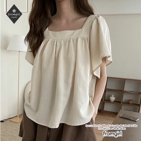 Áo Sơ Mi Tay Ngắn Cổ Vuông Phong Cách Hàn Quốc Thời Trang Mùa Hè Mới 2022