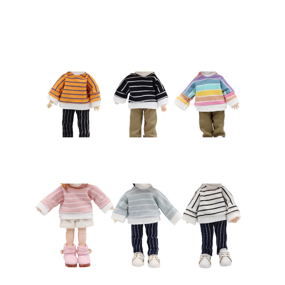 Áo sweater mini kẻ sọc cho búp bê 1/12 OB11 DIY