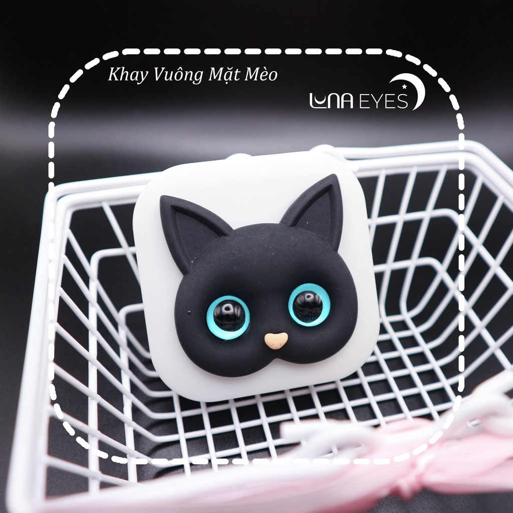 KHAY GƯƠNG HỘP VUÔNG MẶT MÈO Kèm dụng cụ đeo lens