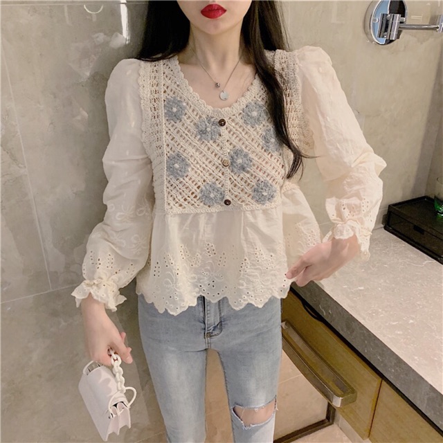 Áo babydoll len bánh bèo Ulzzang Quảng Châu Cực Xinh Giá Rẻ
