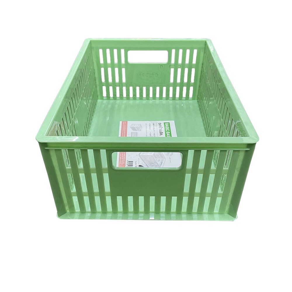 HomeBase ME LIVING Hộp đựng đồ nhỏ bằng nhựa có thể xếp chồng lên nhau Thái Lan 591 W30xD23.5xH12.5cm màu xanh lá