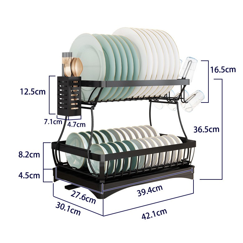 Kệ chén bát thông minh 2 tầng có khay, giá để bát đũa tiện dụng | BigBuy360 - bigbuy360.vn