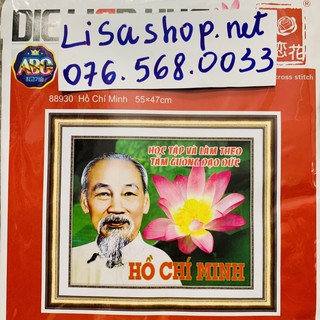 Tranh thêu BÁC HỒ 55x47cmtranh chưa thêu 5d 88930
