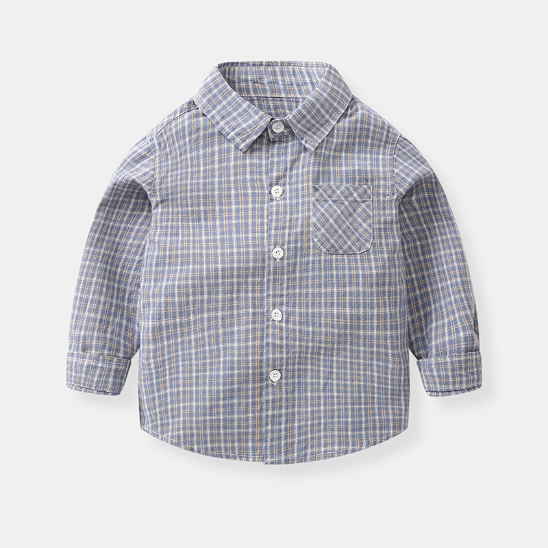 Áo Sơ Mi Tay Dài Sọc Ca Rô 4 Màu Thời Trang Xuân Thu 2023 Cho Bé Trai