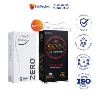 Combo bao cao su LifeStyles Zero 12 bao + bao cao su SKYN Intense Feeling Non-latex 10 bao