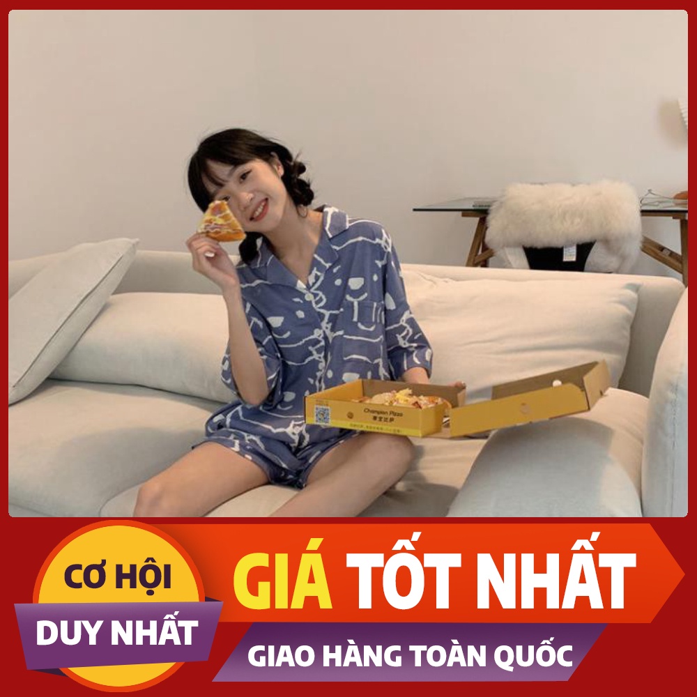 (SALE XẢ KHO) Bộ Ngủ Nữ Cộc Hình Gấu , Cúc Cài Quần Ngắn Họa Tiết 2 Màu X005