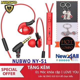 Tai nghe Nubwo NY51 Sports (Đỏ) + Tặng 01 móc khóa đôi cute