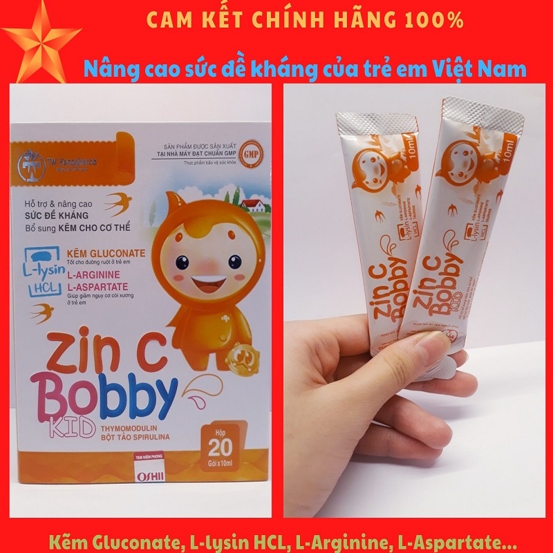 Thực phẩm bảo vệ sức khỏe ZinC Bobby Kid dạng siro hộp 20 gói